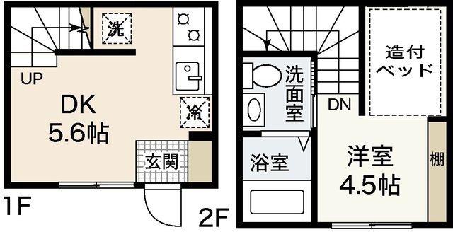 メゾネットSHOZOKUII(1DK/1階)の間取り写真