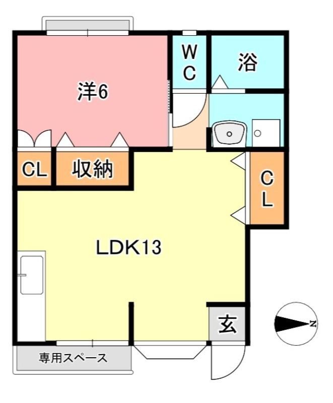 フローラルガーデ(1LDK/1階)の間取り写真