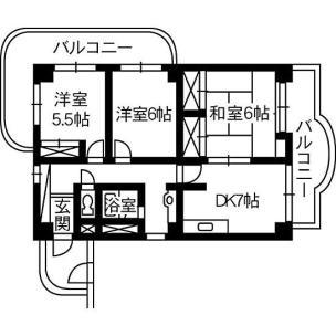 シャローム下中野(3DK/2階)の間取り写真