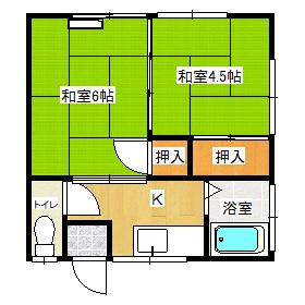 結城荘(2K/2階)の間取り写真