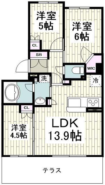 パークアクシス大船(3LDK/1階)の間取り写真