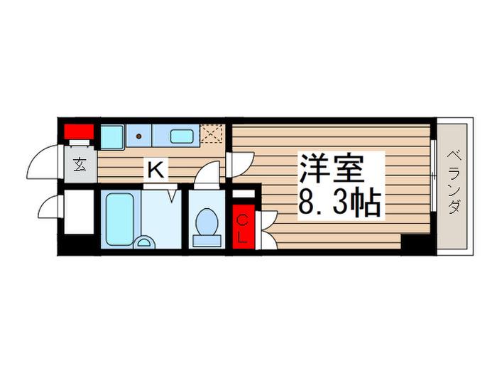 妙典ウッドベル壱番館(1K/3階)の間取り写真