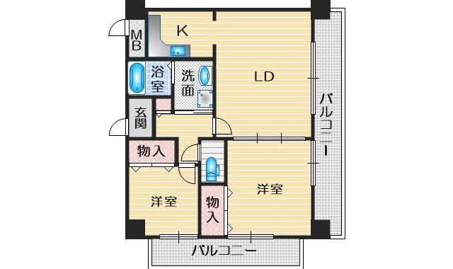 ルグラン服部(2LDK/3階)の間取り写真