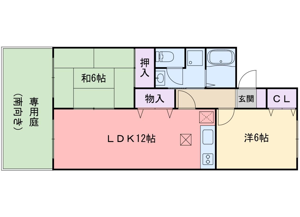 メゾン・クレアトゥール(2LDK/1階)の間取り写真