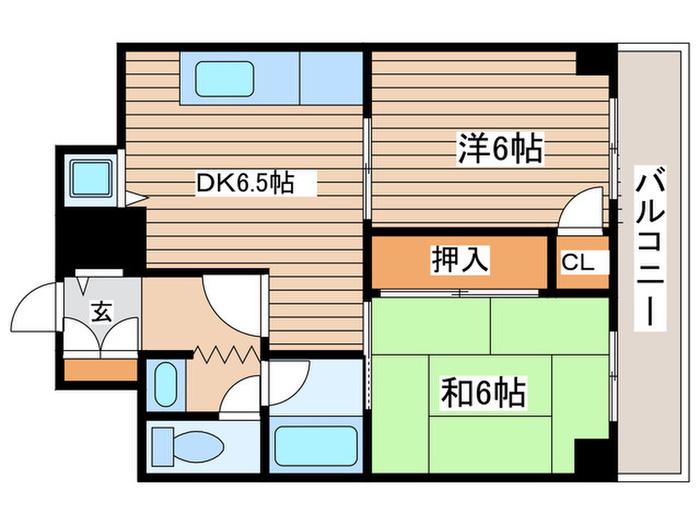 ニューライフ横浜大通公園(2DK/7階)の間取り写真