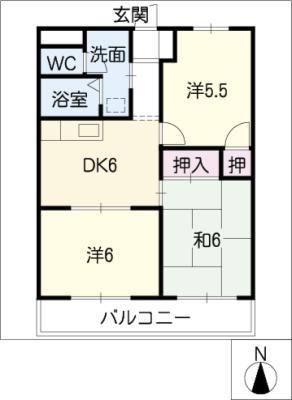 メゾンソフィア(3DK/2階)の間取り写真