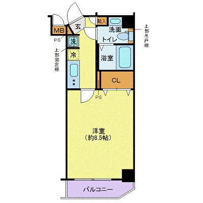 ディアレイシャス木場公園(1K/8階)の間取り写真