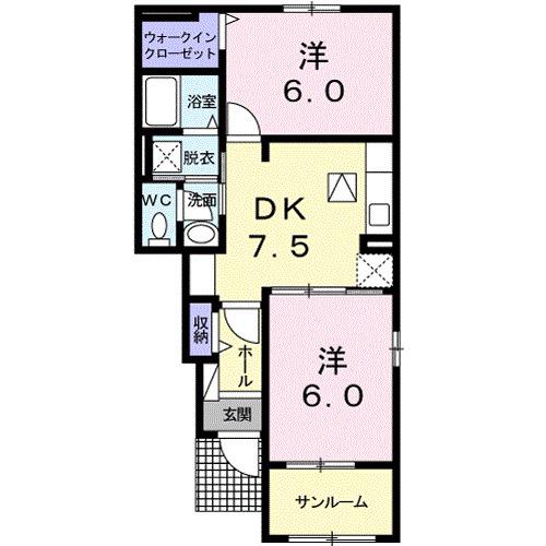 メゾンイケダA(2DK/1階)の間取り写真