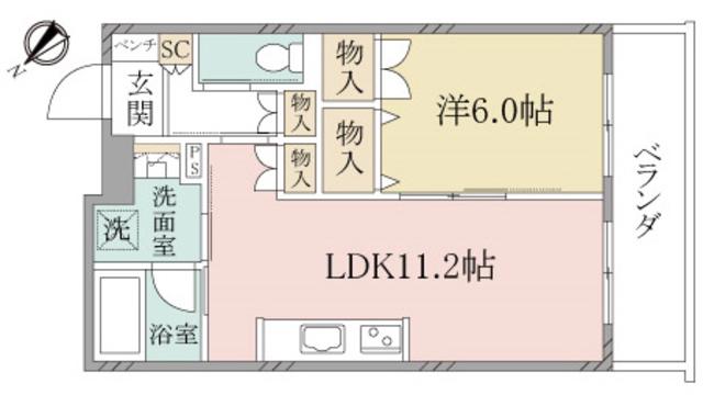 ヘーベルヴィレッジ上大岡(1LDK/3階)の間取り写真