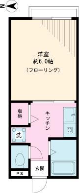 サンヒルズハイム(1K/1階)の間取り写真