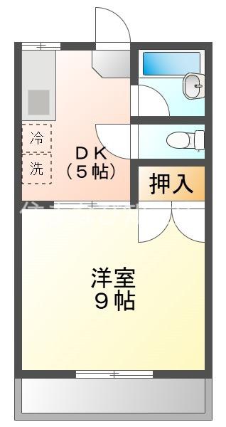 グリーンバード1(1DK/2階)の間取り写真