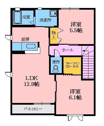 シャーメゾンS(2LDK/2階)の間取り写真