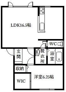 WING COURT(1LDK/1階)の間取り写真