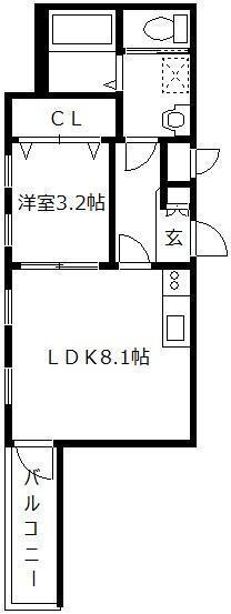 ベルウッドコート塩原(1LDK/2階)の間取り写真