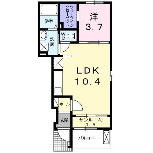 クレビステA(1LDK/1階)の間取り写真