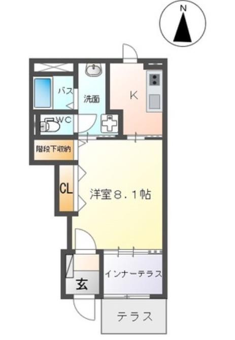 ポラリス(1K/1階)の間取り写真