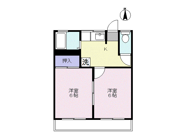 メゾン桜木町 A棟(2K/1階)の間取り写真