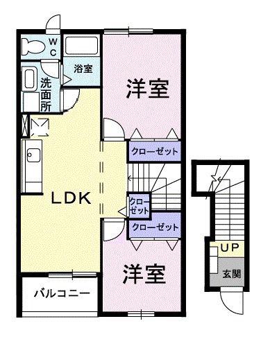 フォレスト(2LDK/2階)の間取り写真