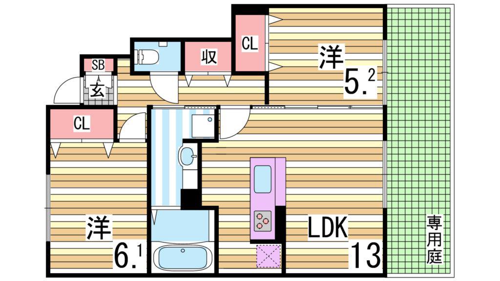 パルティーダS(2LDK/1階)の間取り写真