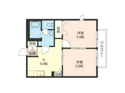 カーサシオサン(2K/1階)の間取り写真