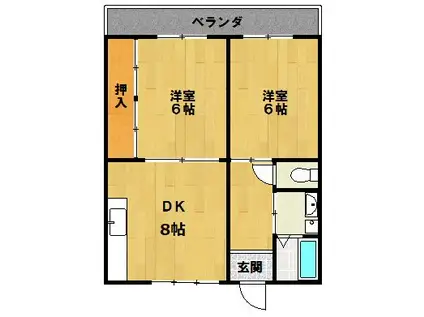 サンハイツ上乃木II(2DK/1階)の間取り写真