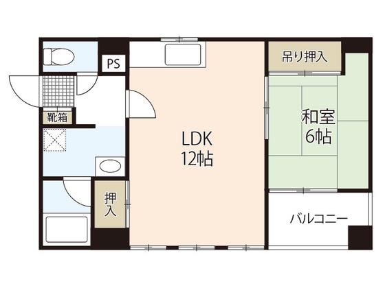 福地産業十日市ビル(1LDK/5階)の間取り写真