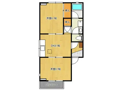 ハイツナチュラリー(2DK/2階)の間取り写真