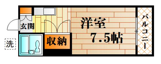 山口ビル(ワンルーム/3階)の間取り写真