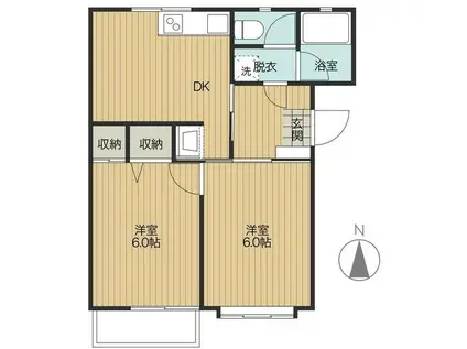 グリーンビレッジ(2DK/2階)の間取り写真