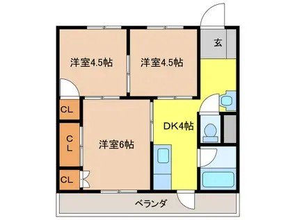 日の出ビル(3DK/3階)の間取り写真