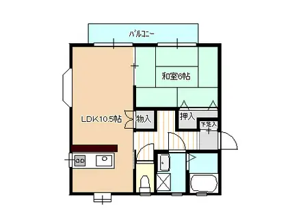 グリーンハイツ今野(1LDK/2階)の間取り写真
