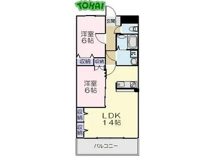 マイタウン松阪(2LDK/1階)の間取り写真