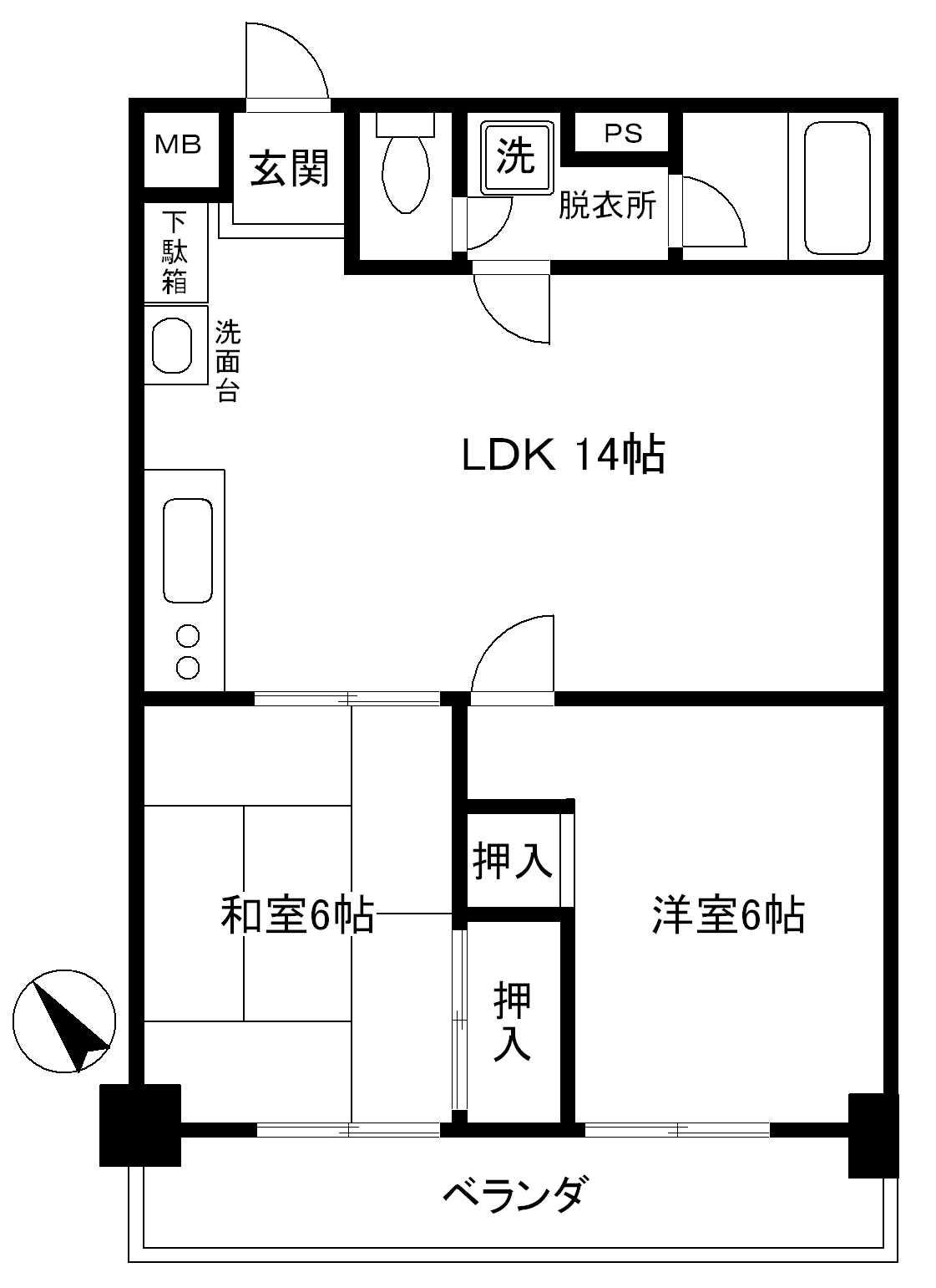 フォレストマンション(2LDK/11階)の間取り写真