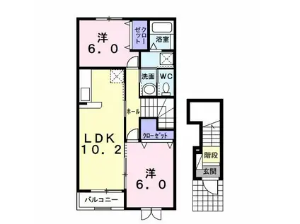 FAIRYTALE(2LDK/2階)の間取り写真