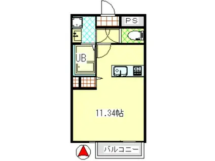 マリベールARASHIANS(ワンルーム/1階)の間取り写真