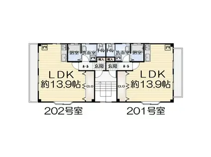 ハイツエコー(ワンルーム/2階)の間取り写真