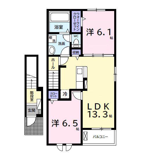 プラシード(2LDK/2階)の間取り写真