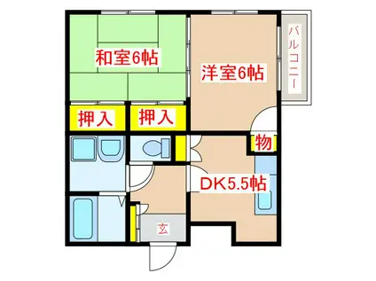 エクシード中央(2DK/3階)の間取り写真