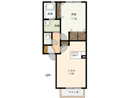 MAST COURT綾部(1LDK/1階)の間取り写真