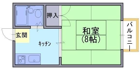 フジハイツ(1K/1階)の間取り写真