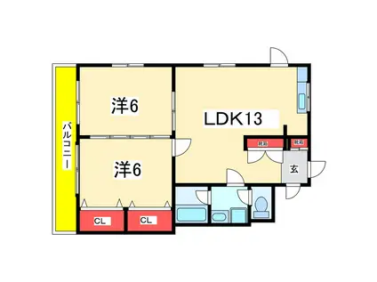 ロイヤル文京(2LDK/3階)の間取り写真
