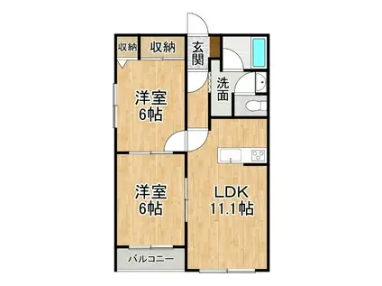 コーポニュータウンII(2LDK/2階)の間取り写真