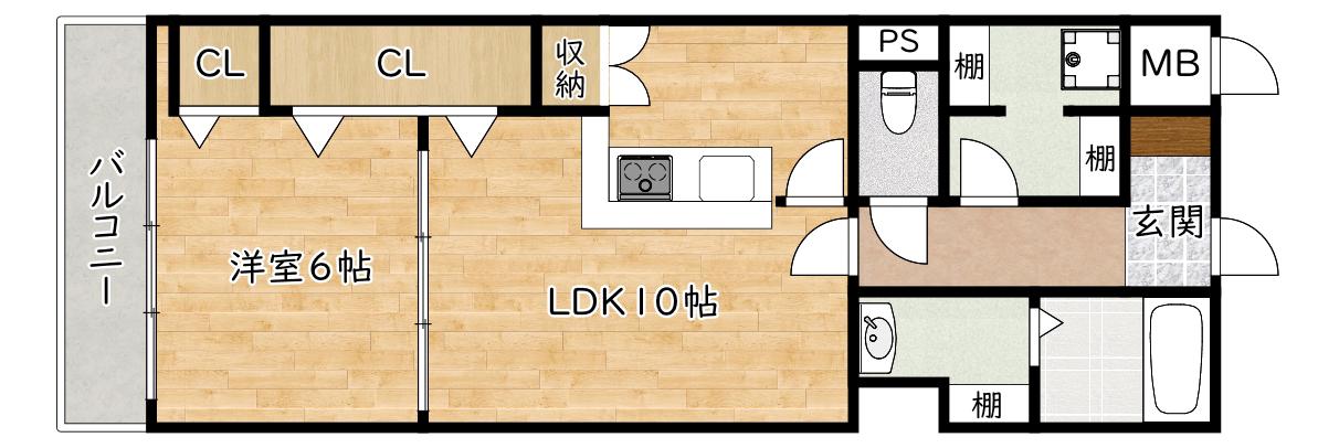 プリンスコート新高(1LDK/3階)の間取り写真