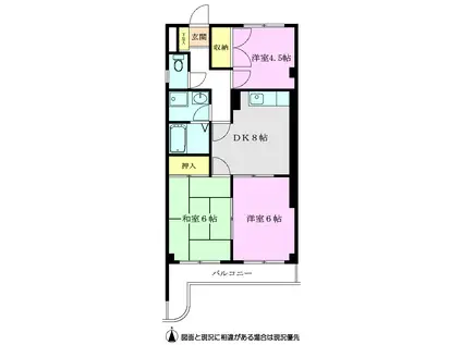 グリーンエール(3DK/4階)の間取り写真