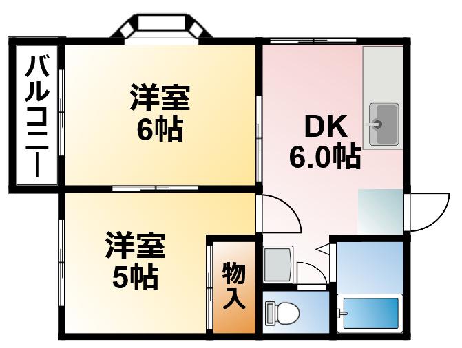 アフェールJ森(2DK/2階)の間取り写真