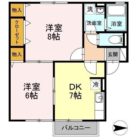 サンセール植田(2DK/2階)の間取り写真
