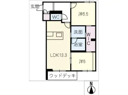 シャーメゾンリアンII(2LDK/1階)の間取り写真