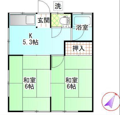 クボタアパート(2K/1階)の間取り写真