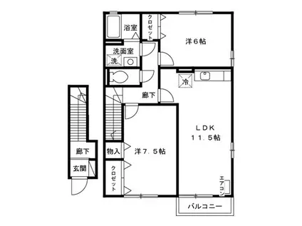 フォーシーズン B(2LDK/2階)の間取り写真