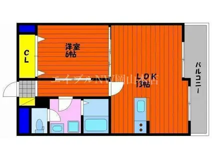 山陽マンション(1LDK/5階)の間取り写真